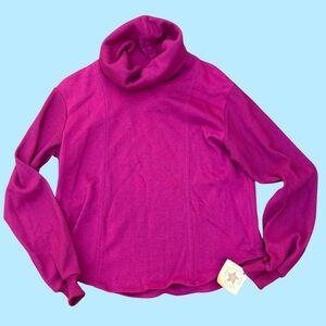 Vtg 1980s Gazelle Turtleneck Knit Top USA Made Women’s Small Cowl Magenta NOS